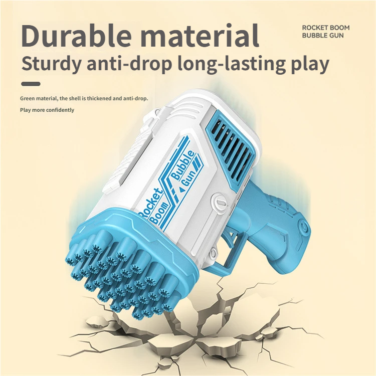 Blue 32-Hole Bubble Machine Plastic Automatic Bubble Blower For Kids 7-14 Years