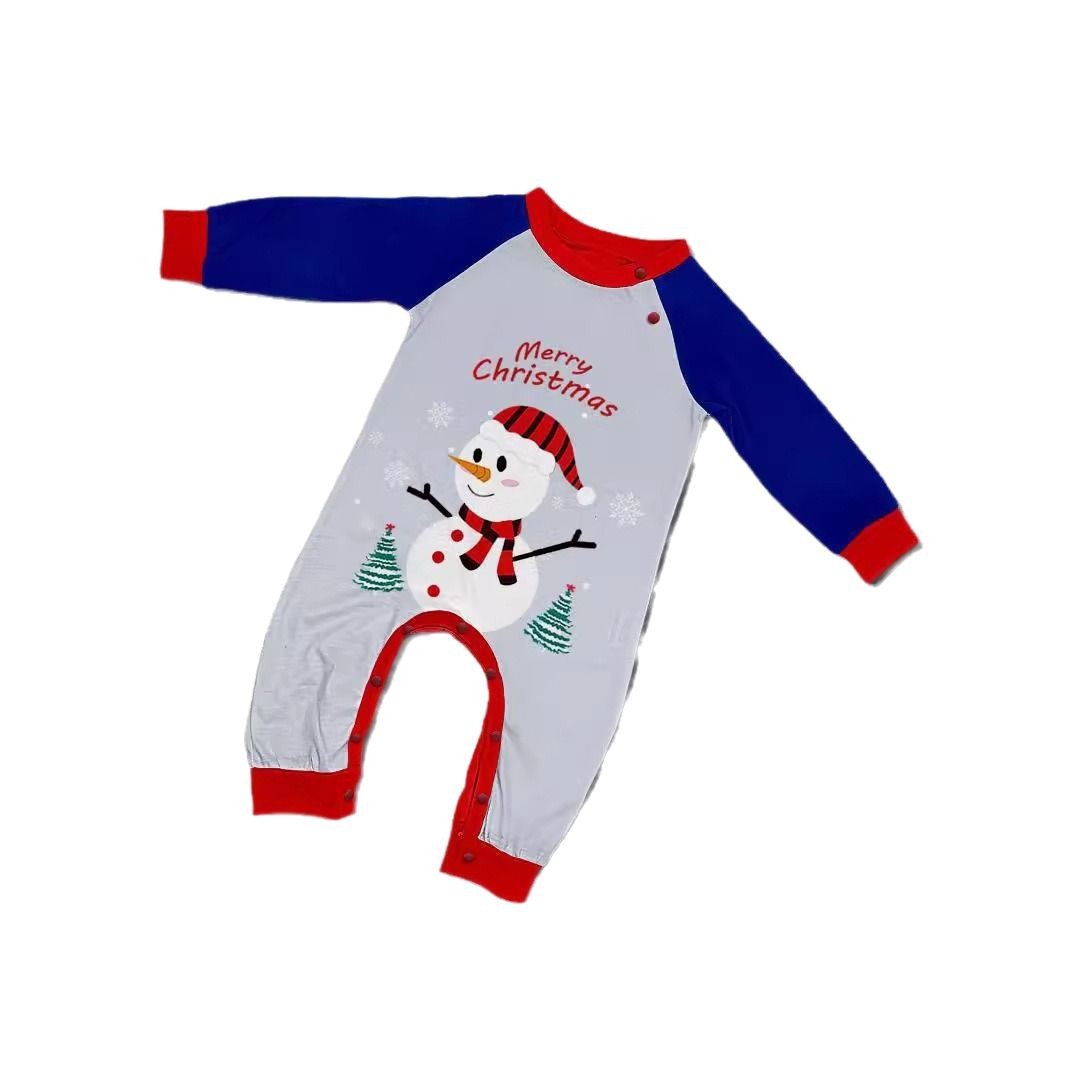 Snowman Snowflake Letter Cartoon Christmas Parent-child Printed Homewear Pajamas