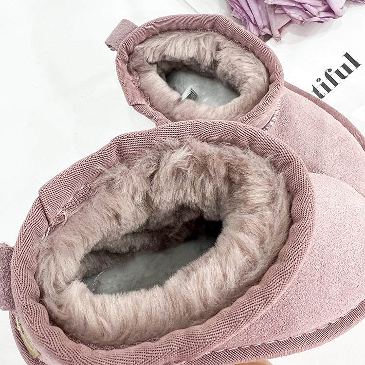 Children's Fur Leather Snow Boots