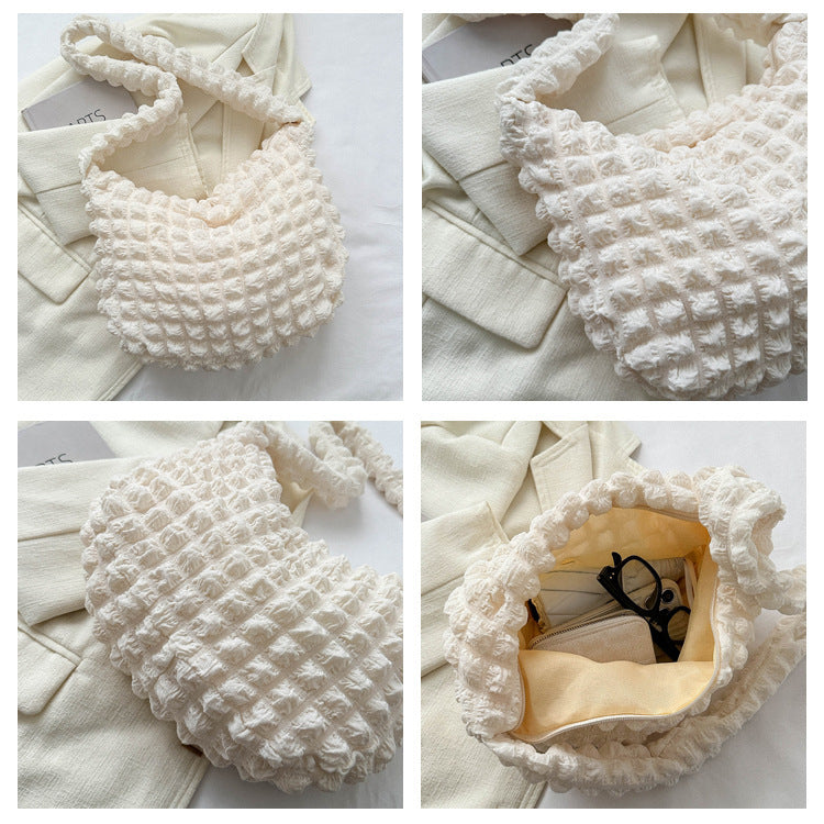 Niche Pleated Clouds Cute Simple Soft Trendy Western Style Underarm Commuter Bag