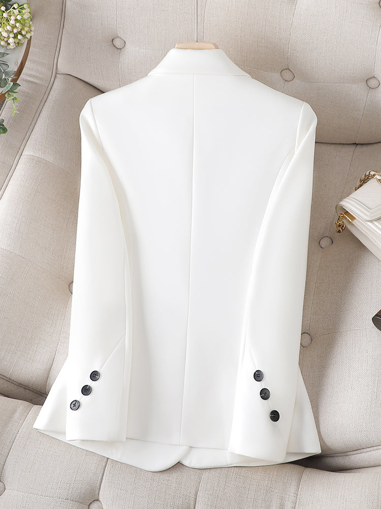 Spring And Autumn Khaki Suit Jacket For Women's Slimming