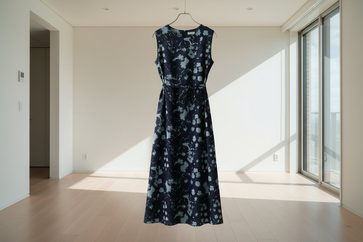 Printed Waist-Cinching Sleeveless Dress For Women
