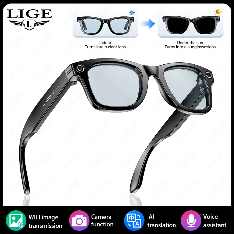 AI Smart Glasses 8MP HD Camera Video Bluetooth Call Intelnt Translation 270Mah Battery Voice Assistant Music Sunglasses