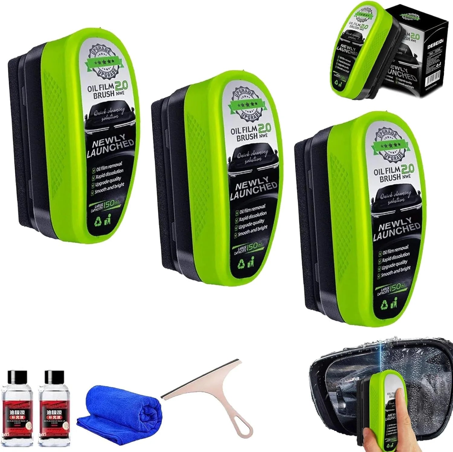 Windshield Cleaner, Dry Shop Glass Cleaner, Dry Window Cleaner, Car Window Cleaning Brush, Automotive Oil Film Cleaning Brush, Universal Glass Cleaner