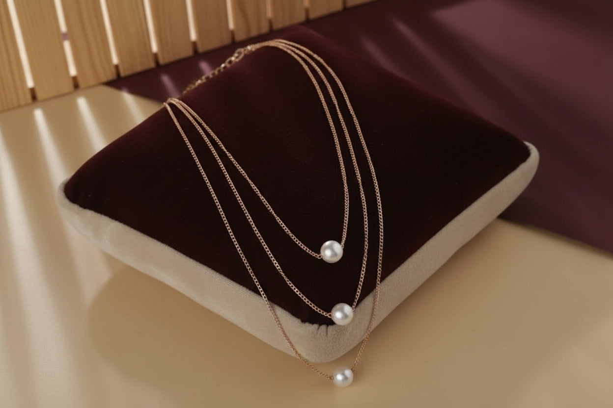 Gold Plated Pearl Layer Necklace