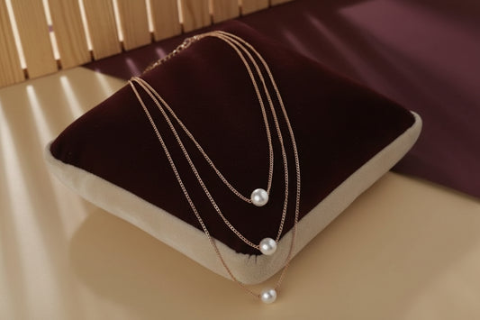 Gold Plated Pearl Layer Necklace