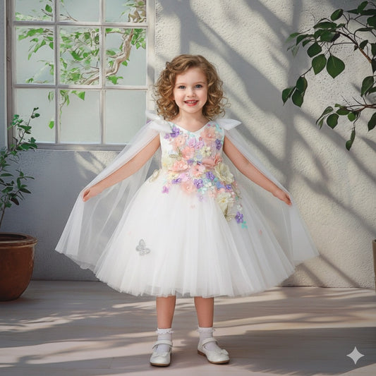 Children's Handmade Applique Dress White