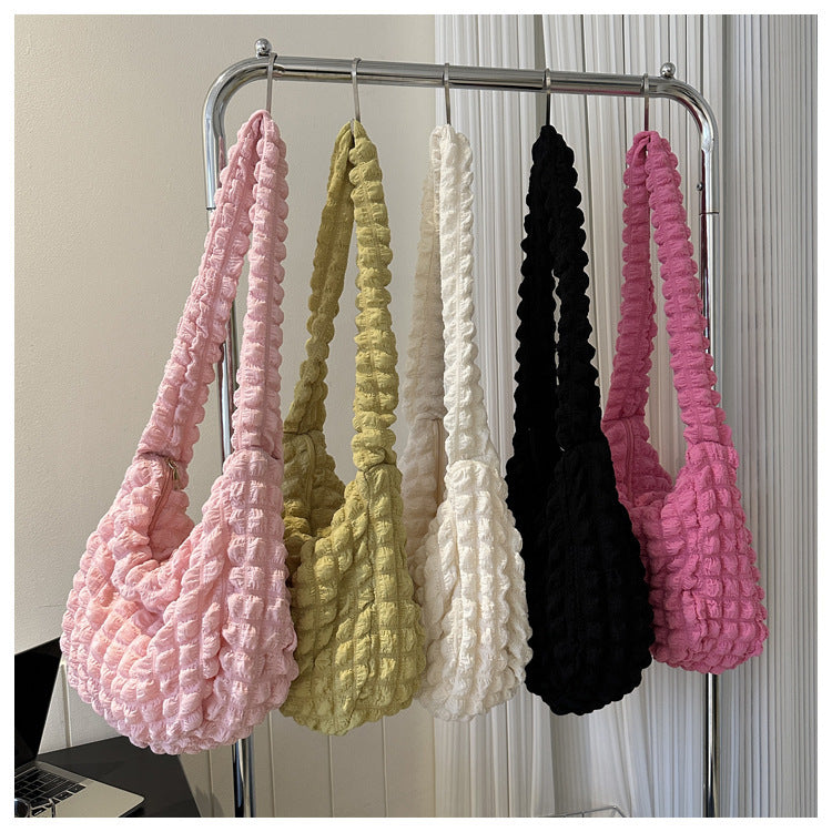 Niche Pleated Clouds Cute Simple Soft Trendy Western Style Underarm Commuter Bag
