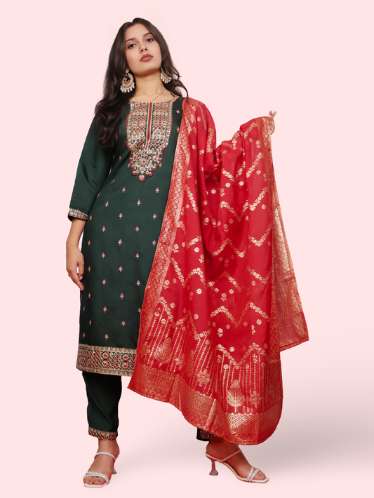Women's Viscose Kurta-Pant, and Dupatta Set-0