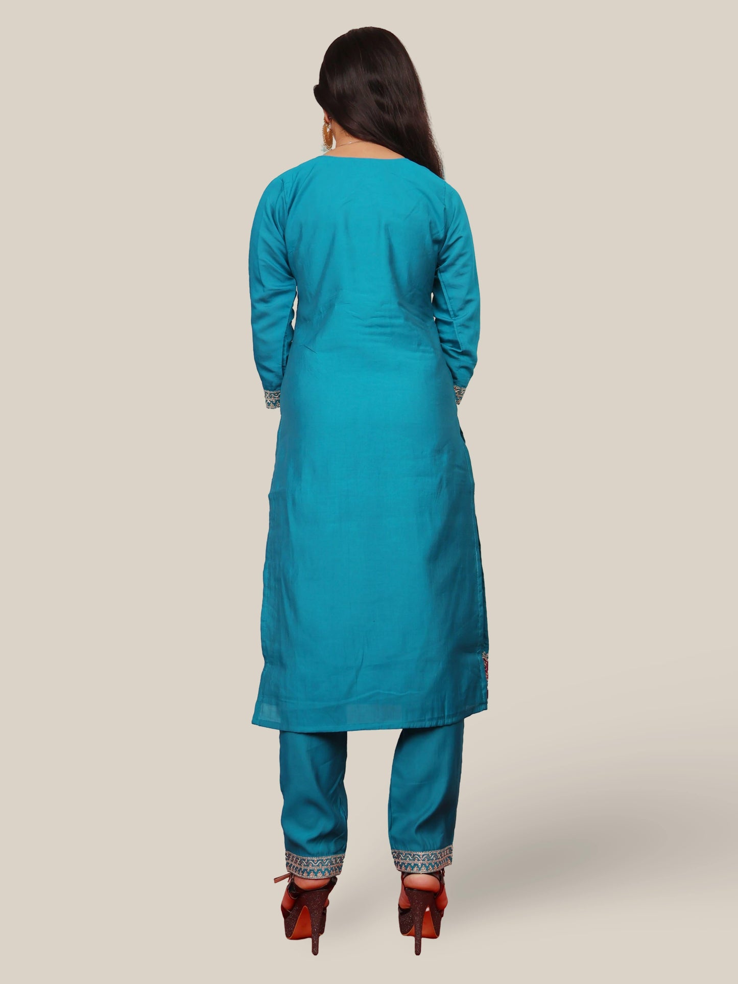 Woman Straight Suit Set with Pant-Dupatta-2