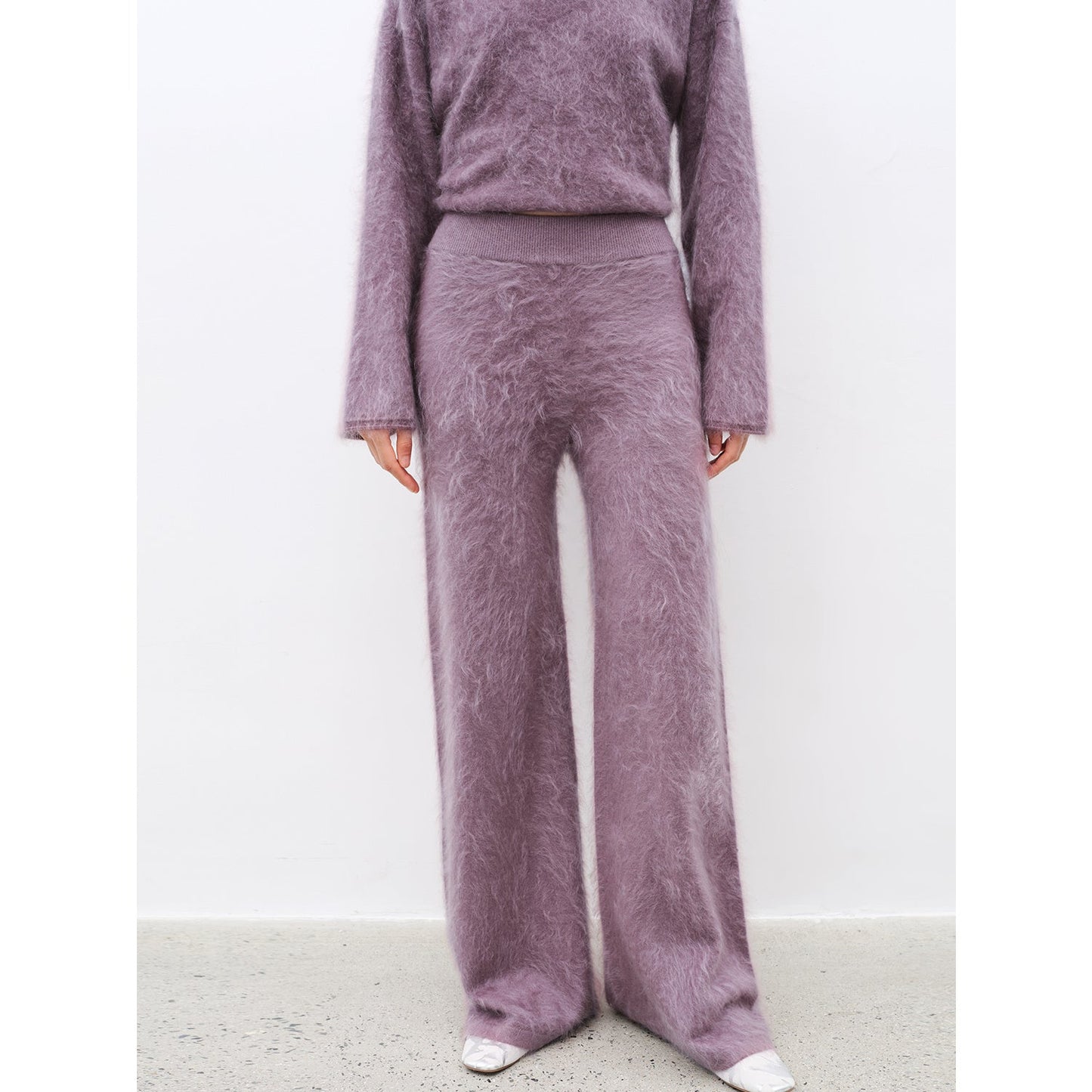 Purple Women's Sweater 2 Piece Outfit Cashmere jumper Comfortable Loose-Fit Crewneck Top Wide Leg Pants Fall Lounge Set Trendy Cozy Clothes "Half-Ripe Winter"-3