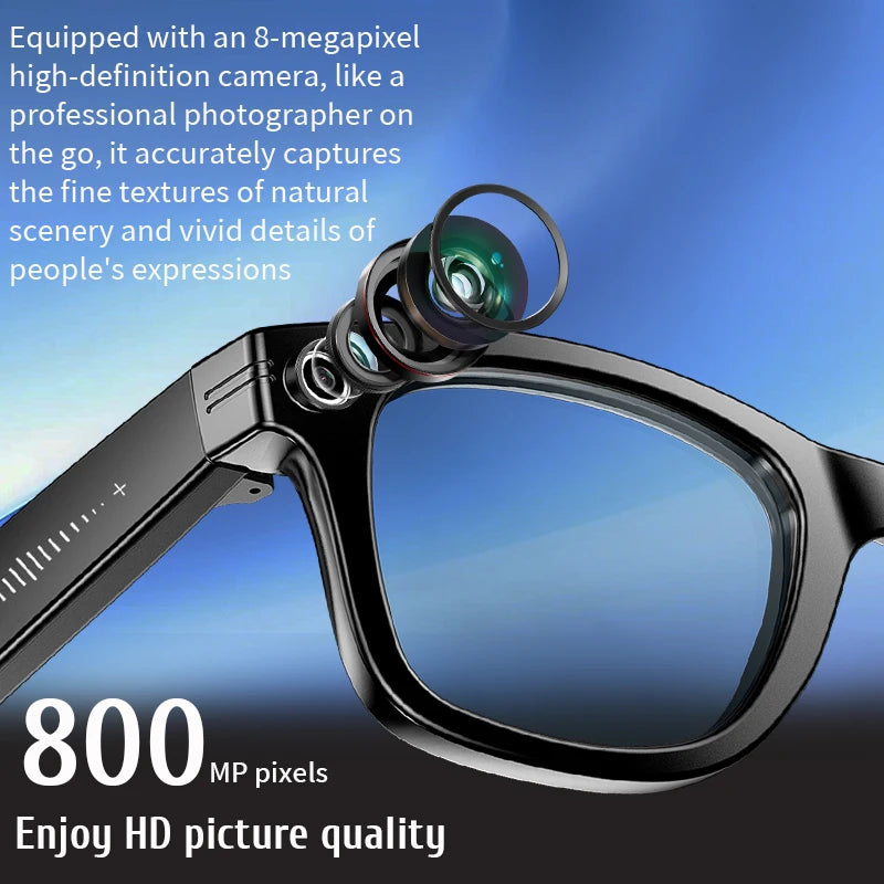 AI Smart Glasses 8MP HD Camera Video Bluetooth Call Intelnt Translation 270Mah Battery Voice Assistant Music Sunglasses