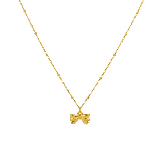 Dainty Bow Pendant Necklace-0