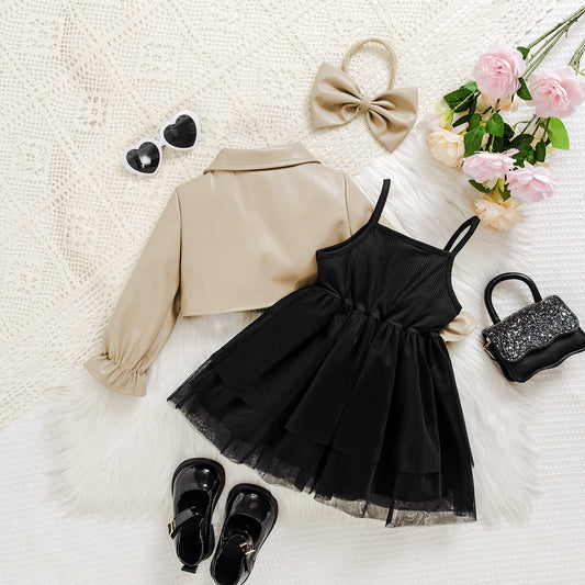 Girl's Fashion Set Leather Jacket