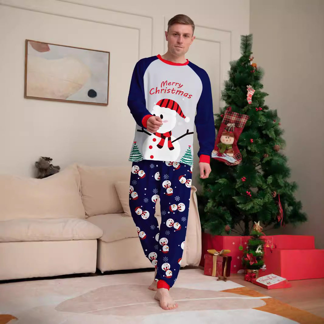 Snowman Snowflake Letter Cartoon Christmas Parent-child Printed Homewear Pajamas