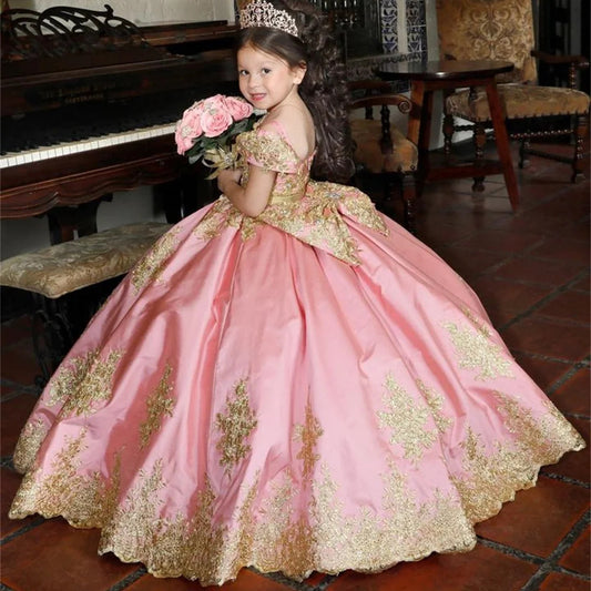 Girls Evening Dress Half Sleeve Pettiskirt Floor-length Performance Host Birthday Piano